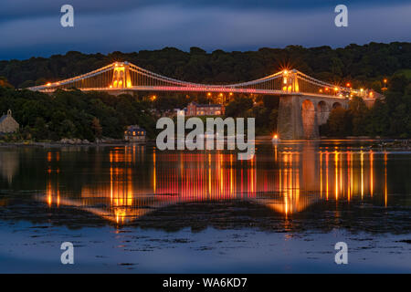 Pont suspendu de Menai, Bangor à Anglesey Banque D'Images