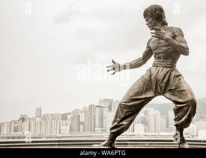 Statue de Bruce Lee dans l'Avenue des Stars, Kowloon, Hong Kong Banque D'Images