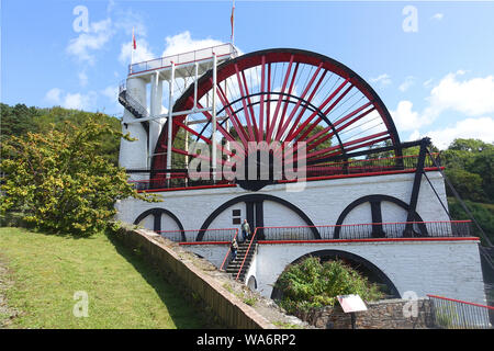 La Grande Dame Isabella roue hydraulique par Laxey, Île de Man, est la plus grande roue hydraulique de travail dans le monde. Banque D'Images