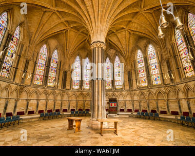 3 Juillet 2019 : Lincoln, Lincolnshire, Royaume-Uni - le 13e siècle salle capitulaire de la cathédrale de Lincoln Banque D'Images