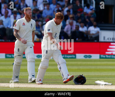 Londres, Royaume-Uni. 18 août 2019. Ben Stokes de l'Angleterre et d'Angleterre durant Bairstow Jonny jouer au 5ème jour du deuxième Ashes Cricket test match entre l'Angleterre et l'Australie à Lord's Cricket Ground à Londres, Angleterre le 18 août 2019 : Crédit photo Action Sport/Alamy Live News Banque D'Images