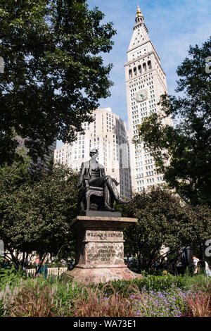 William Henry Seward, Soeur statue au Madison Square Park, NYC, USA Banque D'Images