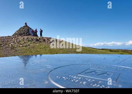 Le toposcope et sommet cairn sur Dunkery Beacon - le point le plus élevé de Exmoor, entre Wheddon Cross et Porlock, Somerset Banque D'Images