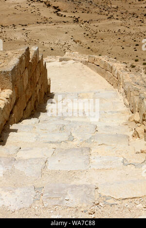 Escalier. Site archéologique de Shivta. (Ancienne ville caravanière de l'encens). Israël. Banque D'Images