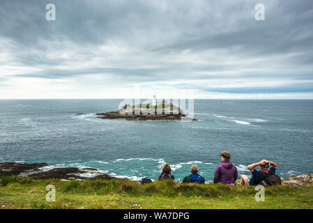 Le phare de Godrevy, Baie de St Ives, Cornwall, Angleterre, Royaume-Uni, Europe. Banque D'Images