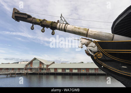 Frontispice du HMS Unicorn City Quay Tayside Dundee Ecosse Banque D'Images