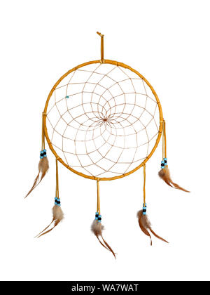 Native American handmade dreamcatcher, isolé sur fond blanc Banque D'Images