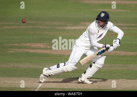 CHESTER LE STREET, Angleterre AUG 18 Jack Burnham au bâton de Durham pendant le match de championnat entre Specsavers County Durham County Cricket Club et le Leicestershire County Cricket Club à Unis Riverside, Chester le Street le dimanche 18 août 2019. (Crédit : Mark Fletcher | MI News) Credit : MI News & Sport /Alamy Live News Banque D'Images