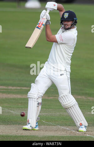 CHESTER LE STREET, Angleterre AUG 18e Alex Lees de Durham au cours de la ouate en match de championnat entre Specsavers County Durham County Cricket Club et le Leicestershire County Cricket Club à Unis Riverside, Chester le Street le dimanche 18 août 2019. (Crédit : Mark Fletcher | MI News) Credit : MI News & Sport /Alamy Live News Banque D'Images