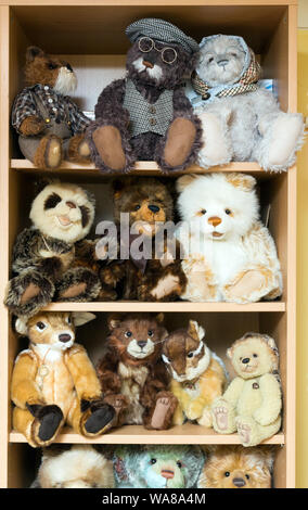 Teddy bear collection sur des étagères Banque D'Images