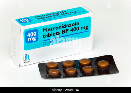 Image des comprimés antibiotiques Metronidazole Banque D'Images