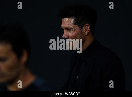 L'entraîneur de l'Atlético de Madrid, Diego Pablo Simeone au cours de l'espagnol La Liga match entre l'Atletico de Madrid et Getafe CF au stade Metropolitano de Wanda. Banque D'Images