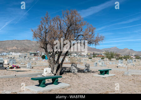 Appelé El Paso's Boot Hill, Concordia Cemetery contient les restes de plus de 60 000 personnes, y compris des soldats buffalo noir (dont les pierres tombales sont visibles ici), les pionniers mormons, les Rangers du Texas, et gunfighters, dont John Wesley Hardin. El Paso, Texas Banque D'Images