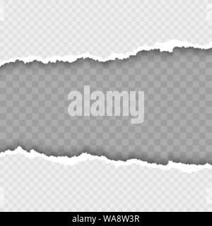 Déchiré du papier blanc avec l'ombre. Carton endommagé les frontières. Vector illustration Illustration de Vecteur