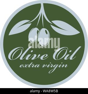 L'huile d'olive extra vierge ronde ou un autocollant logo vector illustration Illustration de Vecteur