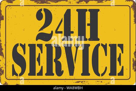 24h Service vintage métal rouillé sign Vector Illustration sur fond blanc Illustration de Vecteur