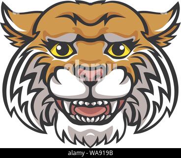 Mascotte Wildcat heureux mignon personnage Illustration de Vecteur