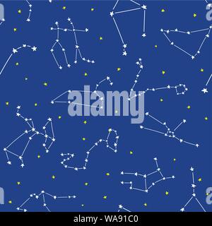 Constellation transparente modèle vecteur étoiles. Convient pour le textile, l'impression, décoration, vêtements. Étoiles sur ciel de nuit. Bonne nuit de rêves. Conception haut de pyjama. Illustration de Vecteur