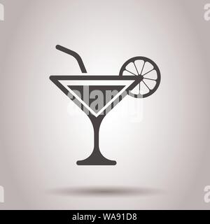 Cocktail d'alcool dans l'icône de style plat. Verre vector illustration sur fond isolé. Liquide Martini concept d'entreprise. Illustration de Vecteur