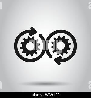 L'icône de développement en télévision style. Vector illustration Devops isolé sur fond. Cog avec flèche concept d'entreprise. Illustration de Vecteur