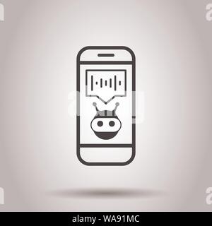 L'assistant vocal sur smartphone dans l'icône de style plat. L'enregistrement sonore sur fond d'illustration vectorielle, isolé. Reconnaissance Chat concept d'entreprise. Illustration de Vecteur