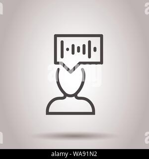 La reconnaissance vocale dans l'icône de style plat. Vector illustration sonore d'authentification sur fond isolé. Soundwave concept d'entreprise. Illustration de Vecteur