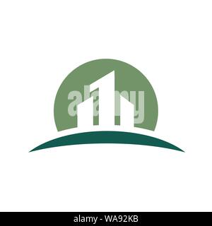 Ville avec le numéro un logo Vector Illustration de Vecteur