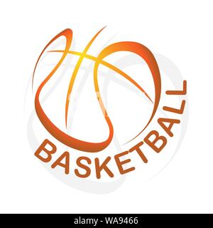 Abstract Orange symbole de basket-ball avec texte isolé sur fond blanc Illustration de Vecteur