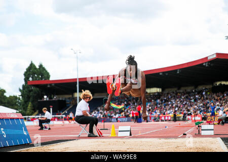 Birmingham, UK. Août 18, 2019. Lorraine Ugen dans la Women's Long Saut au Grand Prix Muller Birmingham - IAAF Diamond League - à l'Alexander Stadium, Birmingham, Angleterre le 18 août 2019. Photo par Jodi Casino. Credit : UK Sports Photos Ltd/Alamy Live News Banque D'Images