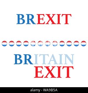 Textt Brexit bleu et rouge isolé sur fond blanc Illustration de Vecteur