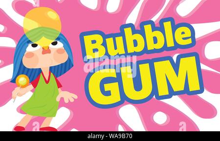 Girl bubble gum concept bannière. Cartoon illustration de girl bubble gum concept vecteur bannière pour web design Illustration de Vecteur