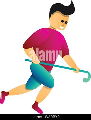 L'icône de joueur de hockey rapide sur site. Caricature de fast field hockey player icône vecteur pour la conception web isolé sur fond blanc Illustration de Vecteur