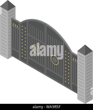 Portes métalliques, icône style isométrique Illustration de Vecteur