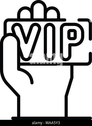 Carte VIP dans la main, l'icône de style contour Illustration de Vecteur