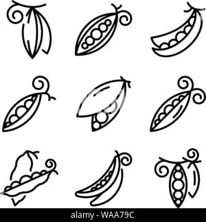 Pois icons set style du contour, Illustration de Vecteur