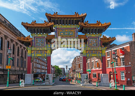 Chinese arch, Liverpool, Angleterre, Grande-Bretagne, Royaume-Uni. Banque D'Images