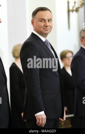 01 mars 2019, Varsovie, Pologne. "Maudit nationale du Jour du souvenir des soldats. Sur la photo : le président de la République de Pologne Andrzej Duda Banque D'Images