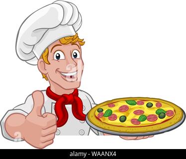 Pizza Chef Cartoon Illustration de Vecteur