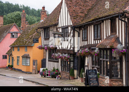 Le pittoresque village à pans de bois de Kersey, Suffolk, Angleterre, RU Banque D'Images