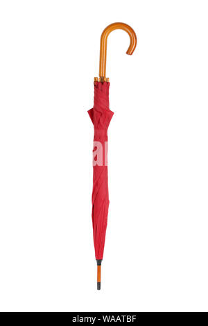 Un parapluie rouge isolé sur blanc avec clipping path Banque D'Images