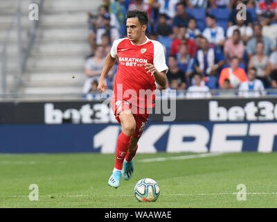 Sergio Reguilon de FC Séville lors du match RCD Espanyol v FC Séville, de LaLiga saison 2019/2019, date 1. RCDE Stadium. Barcelone, Espagne, le 18 août 2019. Banque D'Images