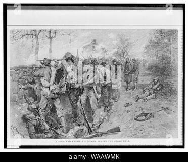 Cobb's et les troupes de Kershaw derrière le mur de pierre / A.C. Bois Rouge 1886 ; Evans sc. Banque D'Images