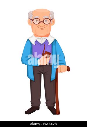 Journée des grands-parents heureux. Grand-père joyeux personnage. Vector illustration isolé sur fond blanc Illustration de Vecteur