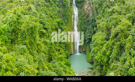 Mantayupan tombe dans la jungle, île de Cebu, aux Philippines. Cascade dans la forêt verte. Banque D'Images