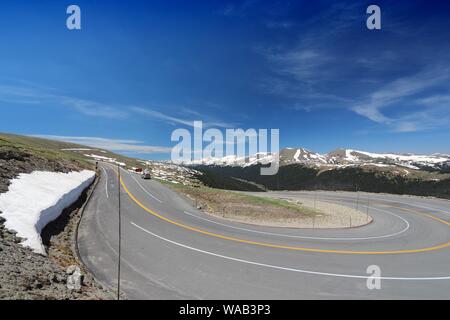 Trail Ridge Road dans les montagnes Rocheuses, le Colorado, USA. Banque D'Images