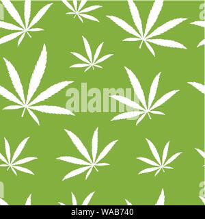 Modèle sans feuilles de cannabis sur fond vert illustration vecteur EPS10 Illustration de Vecteur