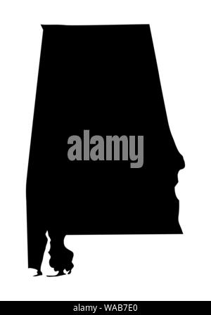 Alabama silhouette sombre site isolé sur fond blanc Illustration de Vecteur