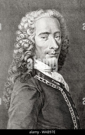 Voltaire (François-Marie Arouet), 1694-1778, Carte de Visite, gravure portrait, 1800-1899 Banque D'Images