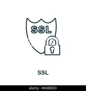 Icône SSL. Design de style de contour mince de la collection d'icônes d'hébergement Web. Icône Creative SSL pour la conception Web, les applications, les logiciels et l'utilisation de l'impression Illustration de Vecteur