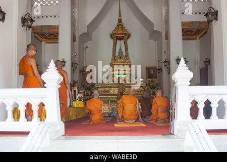 Intérieur du monastère de Lumbini, Népal. Banque D'Images